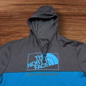 The North Face Mens Surgent Colorblock Hoodie Pullover Blue Grey XXL EUC